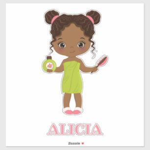 Little African American Spa Girl Vinyl Sticker