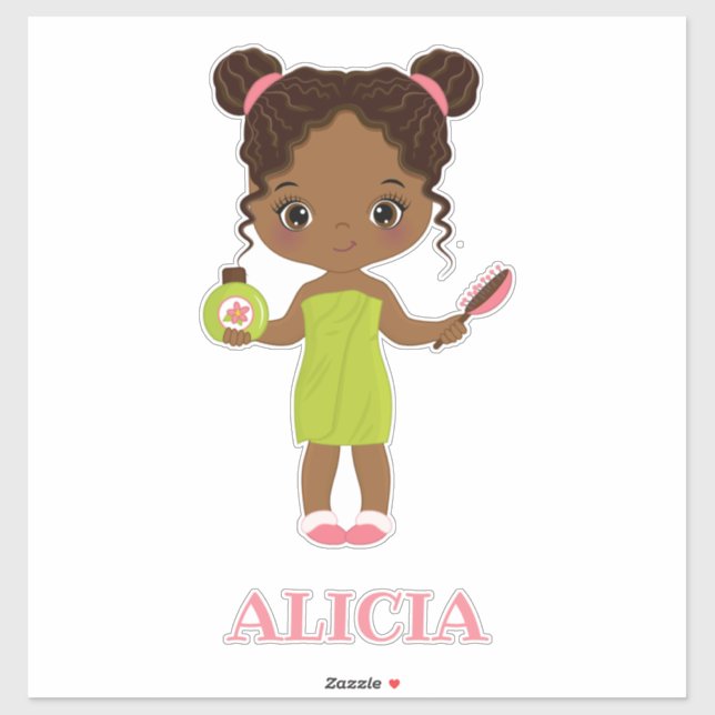 Little African American Spa Girl Vinyl Sticker (Sheet)