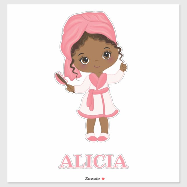 Little African American Spa Girl Vinyl Sticker (Sheet)