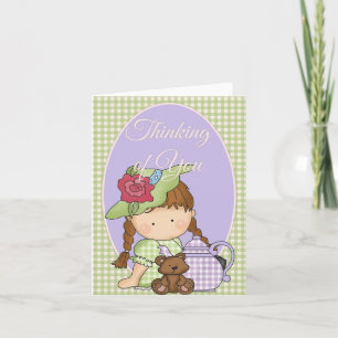 Little Agnus Girl Thinking of You Greeting Card 1