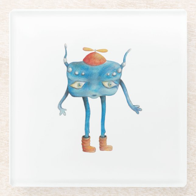 Little Alien Pi  Glass Coaster (Front)