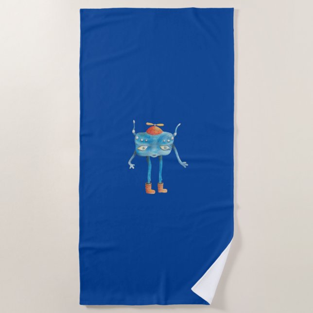 Little Alien Pi Illustration  Beach Towel (Front)