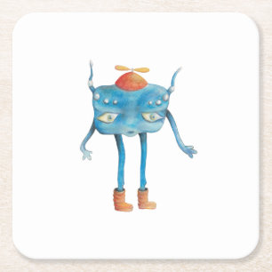 Little Alien Pi  Square Paper Coaster