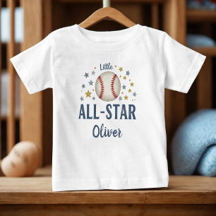 Little All-Star Baseball with Stars Baby T-Shirt