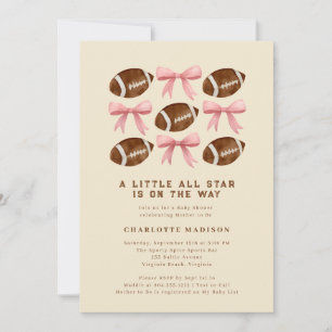 Little All Star Football and Bows Baby Shower  Inv Invitation