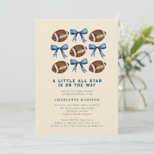 Little All Star Football and Bows Baby Shower  Invitation