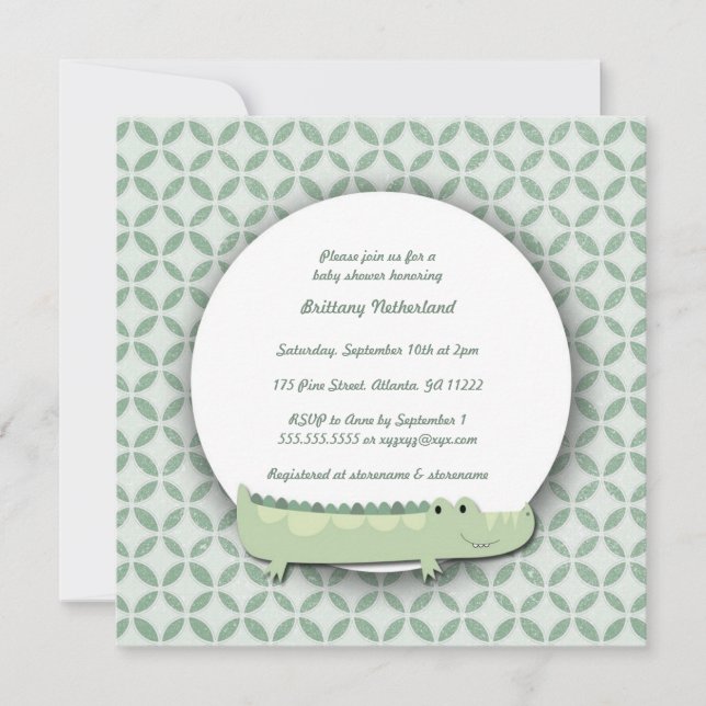 Little Alligator Square Baby Shower Invite (Front)