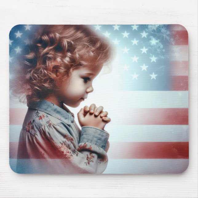 Little American Girl Praying Mouse Mat (Front)