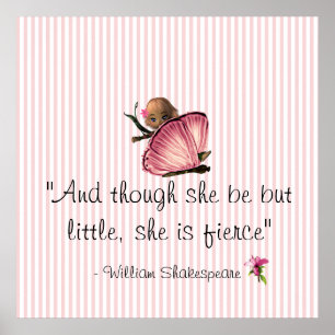 Little and Fierce Shakespeare Pink Stripe Poster