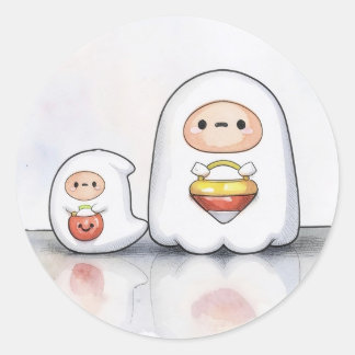 Little and small ghosts Halloween Classic Round Sticker