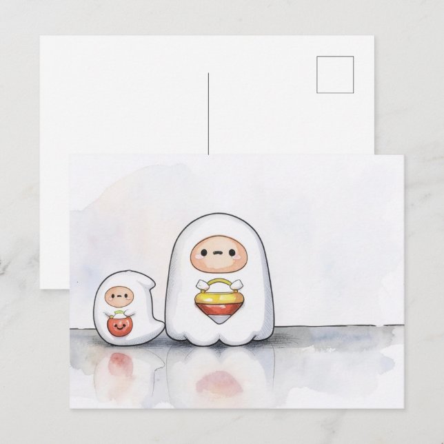 Little and small ghosts Halloween  Postcard (Front/Back)