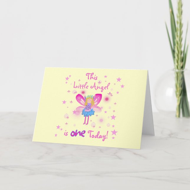 Little Angel 1st Birthday Tshirts and Gifts Card (Front)