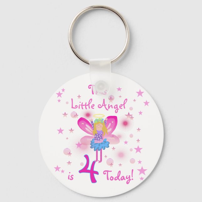 Little Angel 4th Birthday T-shirts and Gifts Key Ring (Front)