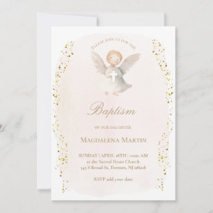 little angel baby girl   Baptism Invitation