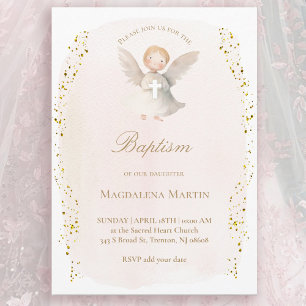 little angel baby girl   Baptism Invitation