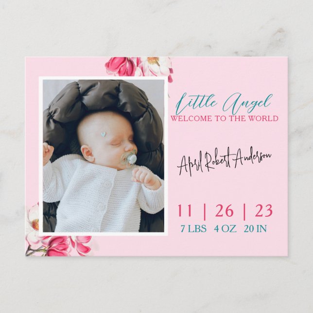 Little Angel Baby Photo Birth Announcement  (Front)