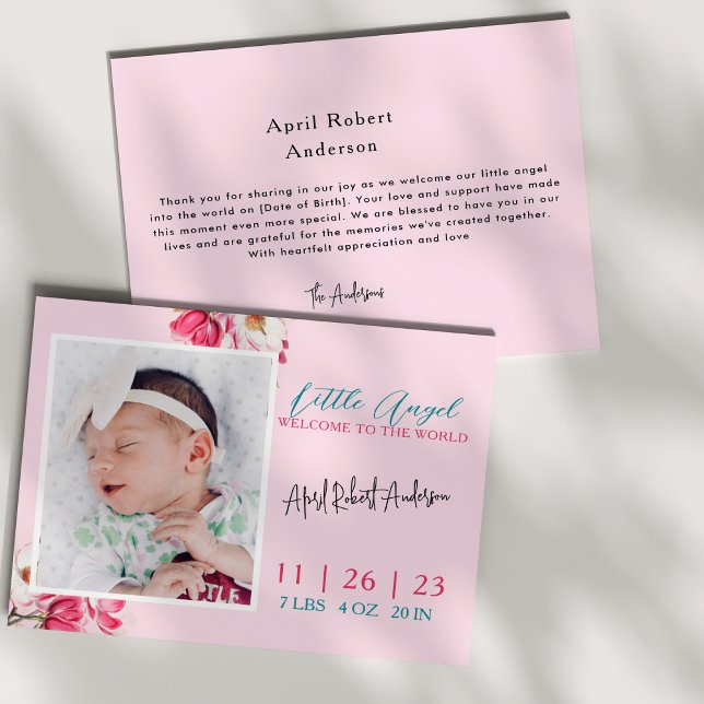 Little Angel Baby Photo Birth Announcement (Creator Uploaded)