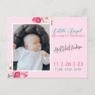 Little Angel Baby Photo Birth Announcement  Postcard