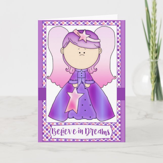 Little Angel Believe in Dreams - Birthday Card (Front)