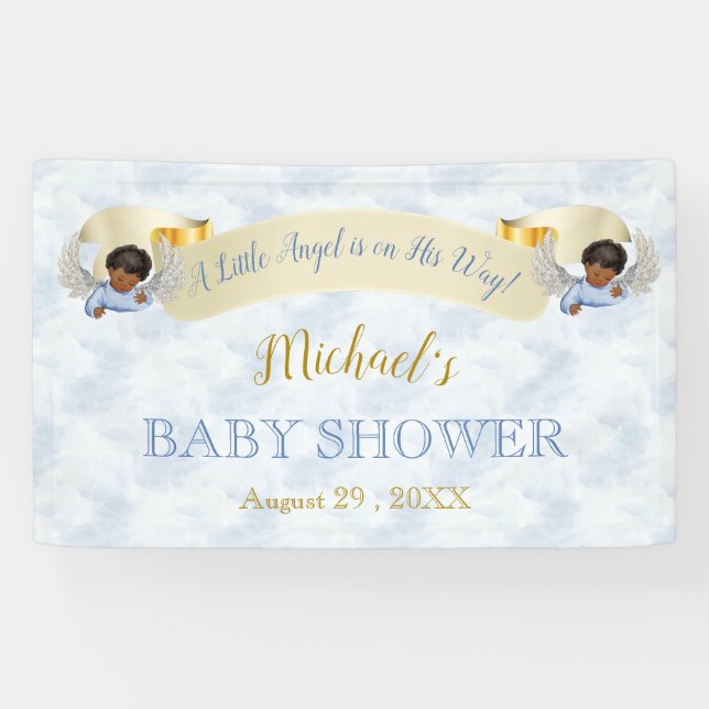 Little Angel Blue Wings Shower Banner (Horizontal)
