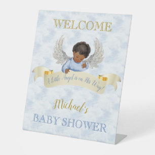 Little Angel Blue Wings Table Welcome Pedestal Sig Sign