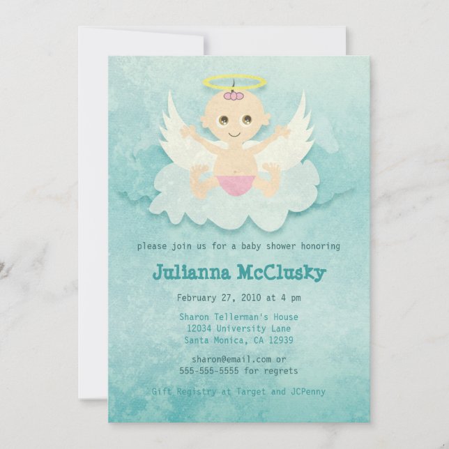 Little Angel - Girl - Caucasian Invitation (Front)