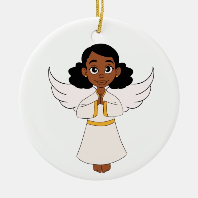 Little Angel Girl Ceramic Tree Decoration (Front)
