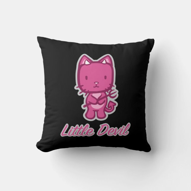 Little Angel, Little Devil Kitty Cat Reversible Cushion (Front)