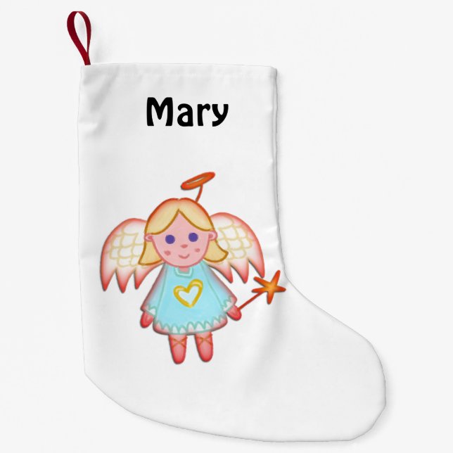 Little Angel Name Small Christmas Stocking (Front)