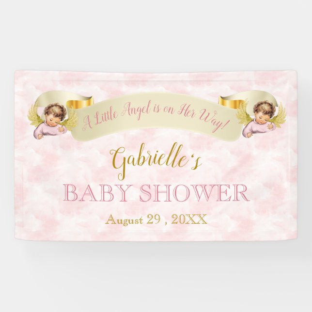 Little Angel Pink Gold Girl Banner (Horizontal)