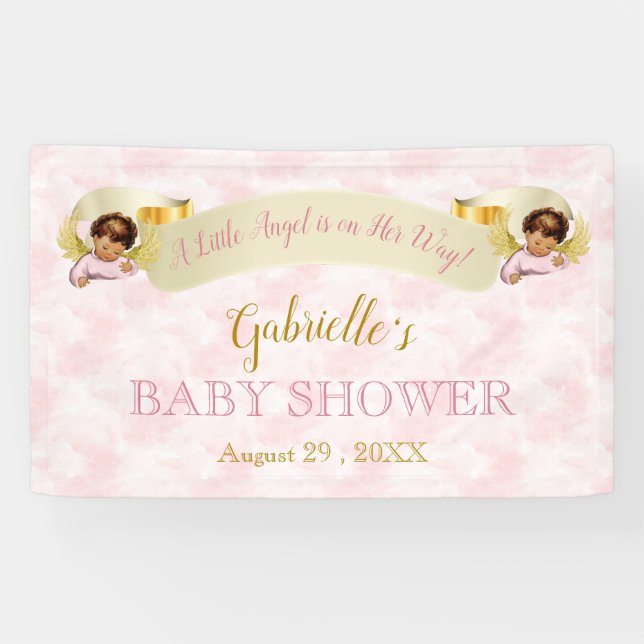 Little Angel Pink Gold Girl Ethnic Banner (Horizontal)