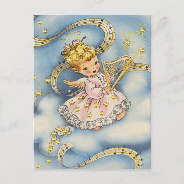 Little Angel With Her Harp Postcard (Front)