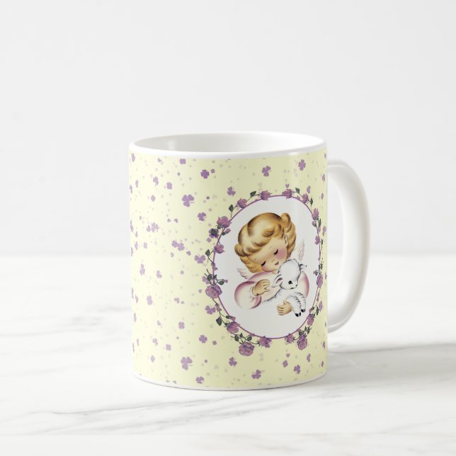 Little Angel with Lamb Easter Gift  Coffee Mug (Front Right)