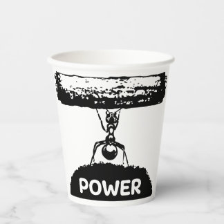 Little ant on the lawn holding a log. paper cups