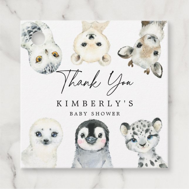 Little Arctic Baby Shower Favour Tag (Front)