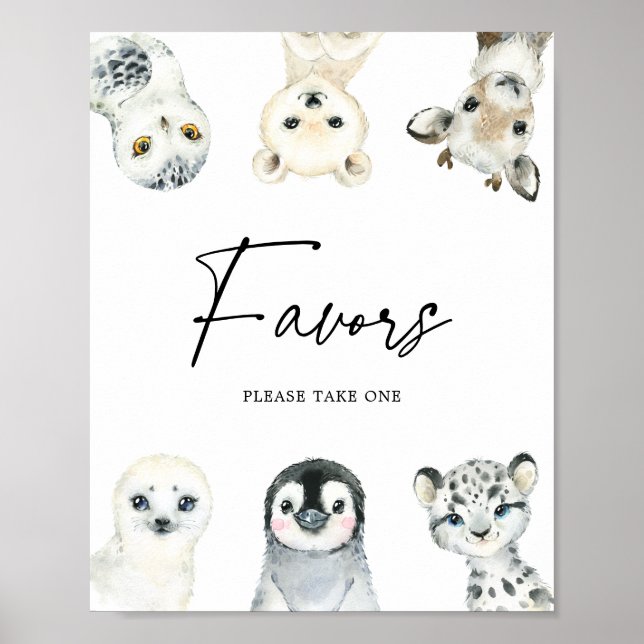 Little Arctic Baby Shower Favours Sign (Front)