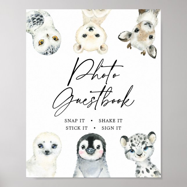 Little Arctic Baby Shower Photo Guestbook Sign (Front)