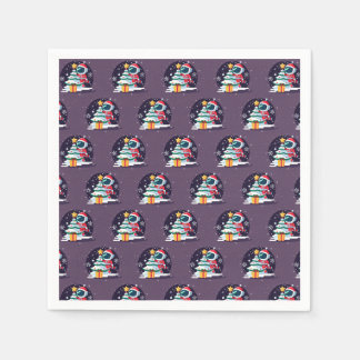 Little Astronaut Decorating Christmas Tree Napkin