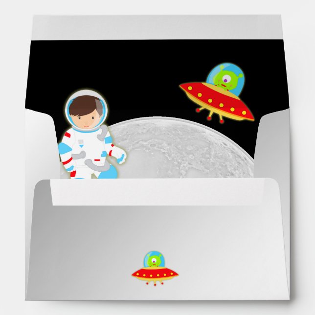 Little Astronaut in Outer Space Birthday Envelope (Back (Bottom))