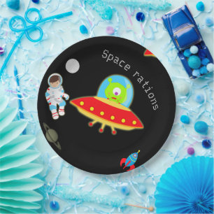 Little Astronaut in Outer Space Birthday Paper Plate