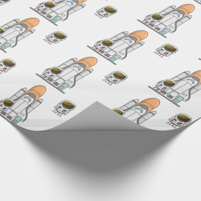 Little Astronaut & Spaceship Wrapping Paper (Corner)