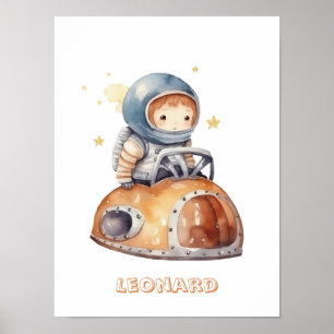 Little Astronaut's Car Customisable Poster