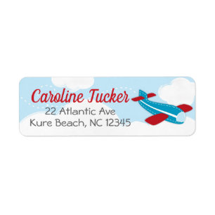Little Aviator Aeroplane Baby Shower Address Label