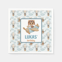 Little Aviator Baby Bear Pastel Blue Birthday