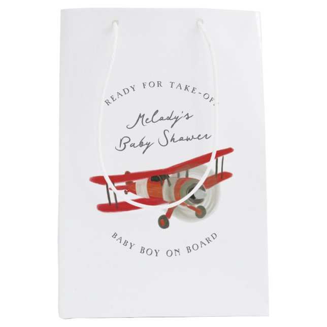 Little Aviator Baby Shower Medium Gift Bag (Front)