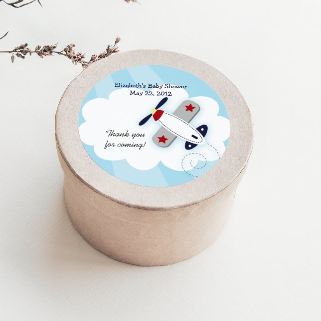 Little Aviator (Blue) Favour Stickers (Little Aviator Baby Shower Favor Stickers)