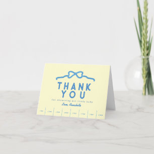 Little Baby Butter Blue Bow Baby Shower Thank You Card
