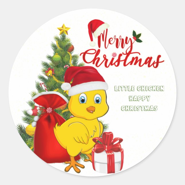 Little Baby Chicken Christmas Classic Round Sticker (Front)