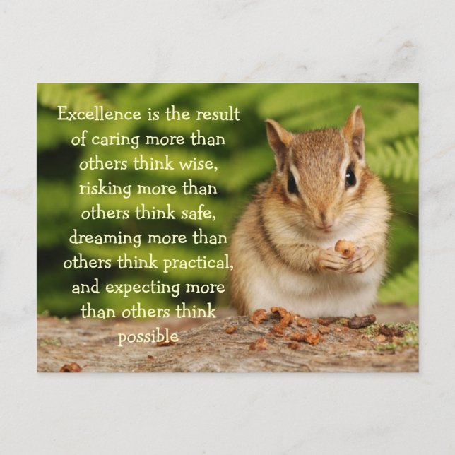 Little Baby Chipmunk Excellence Quote Postcard (Front)