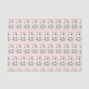 Little Baby Cow Calf With Floral Crown Pattern Tissue Paper